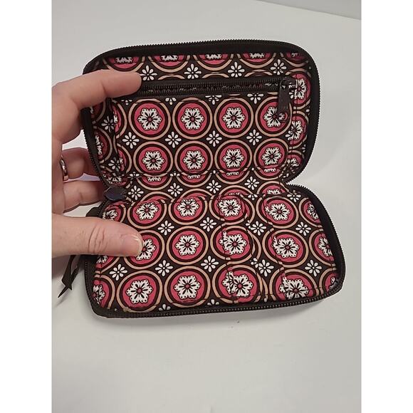 Vera Bradley All in One ID Wristlet in Imperial Toile 2009 Brown Cream Wallet - Picture 6 of 9